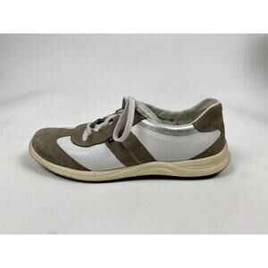 MEPHISTO Laser Runoff Match Walking Shoes White Light Grey Leather 9.5 Womens